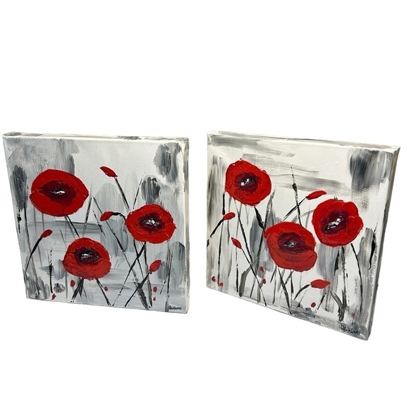 Original Artwork Acrylics on Canvas Red Poppies - Picture 1 of 15